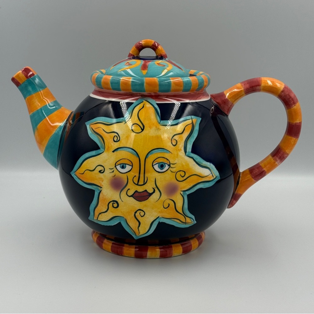 Vibrant Sun Design Ceramic Teapot - Multicolor - Picture 3 of 16